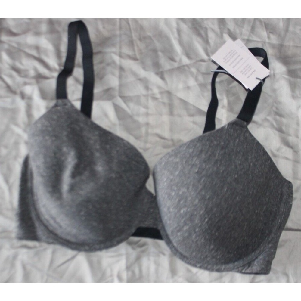 Auden Women's Everyday Lightly Lined Demi T-Shirt Bra Dark Charcoal heather 38DD